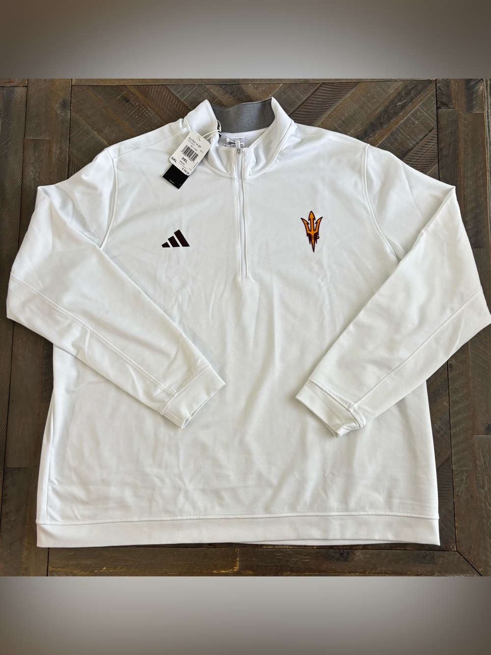 adidas Golf ELVTED Quarter-Zip Pullover White Long Sleeve Men's 3XL